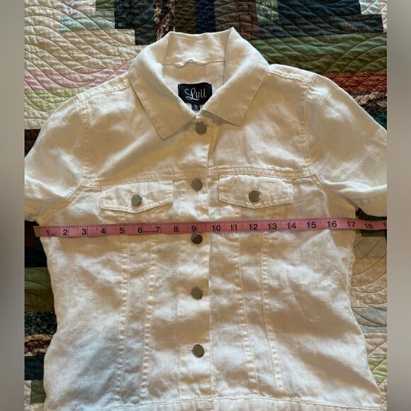 White Luii Linen Button Up Jacket Lightweight Size Small - Picture 8 of 8